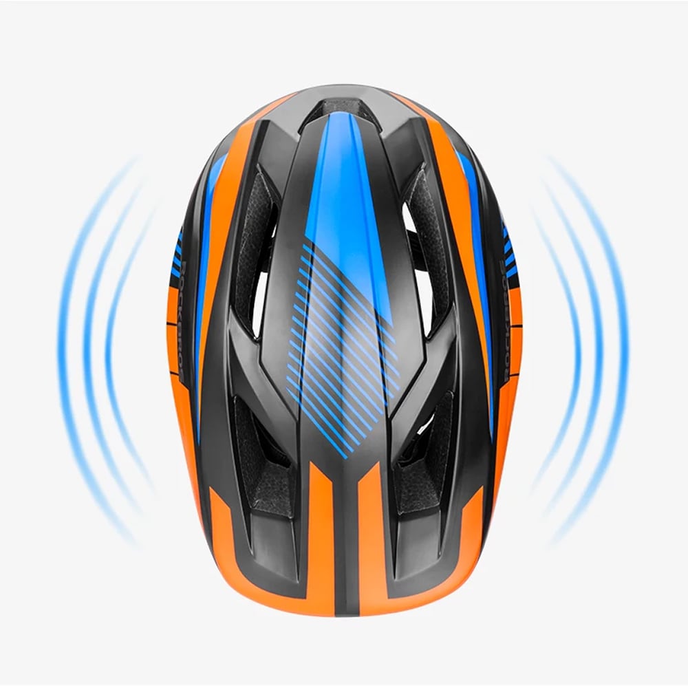 Rockbros TT-32SOBL-S barnesykkelhjelm med avtakbar hakestang, størrelse S - svart og oransje