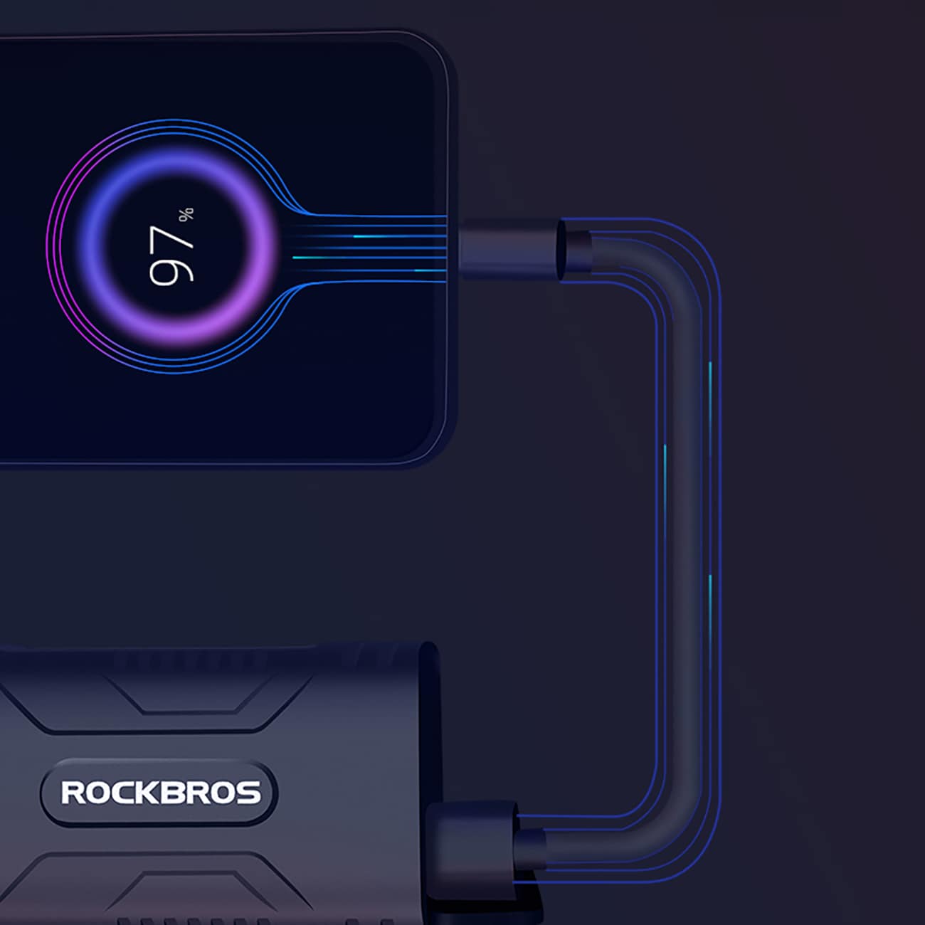 Rockbros 24310002001 sykkellys 850 lm med powerbank-funksjon + USB-C - USB-A-kabel - svart