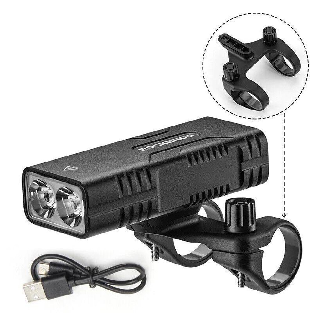 Rockbros 24310002001 sykkellys 850 lm med powerbank-funksjon + USB-C - USB-A-kabel - svart