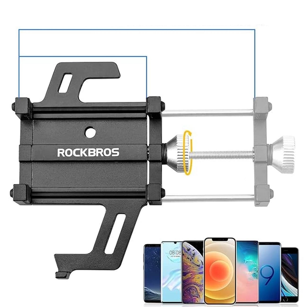 Rockbros 699-BK sykkeltelefonholder i aluminiumslegering - svart