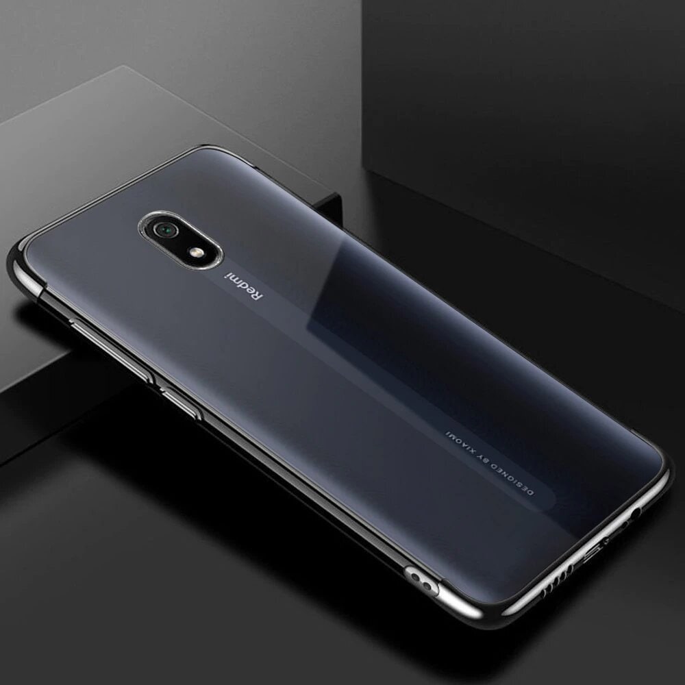 Clear Color Case Gel TPU Galvanisering ram Cover för Xiaomi Redmi 8A svart