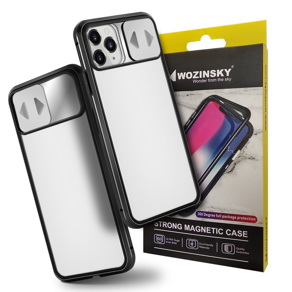 Wozinsky Magnetiskt Cam Slider Case Full Body Cover med inbyggd frontglas för Huawei P40 svart