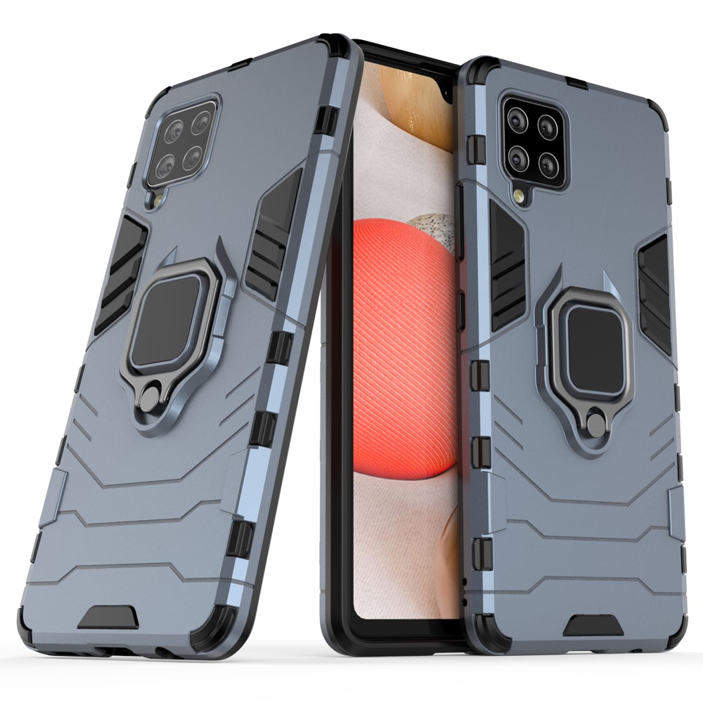 Ring Armor Case Kickstand Tough Rugged Cover för Samsung Galaxy A42 5G blå
