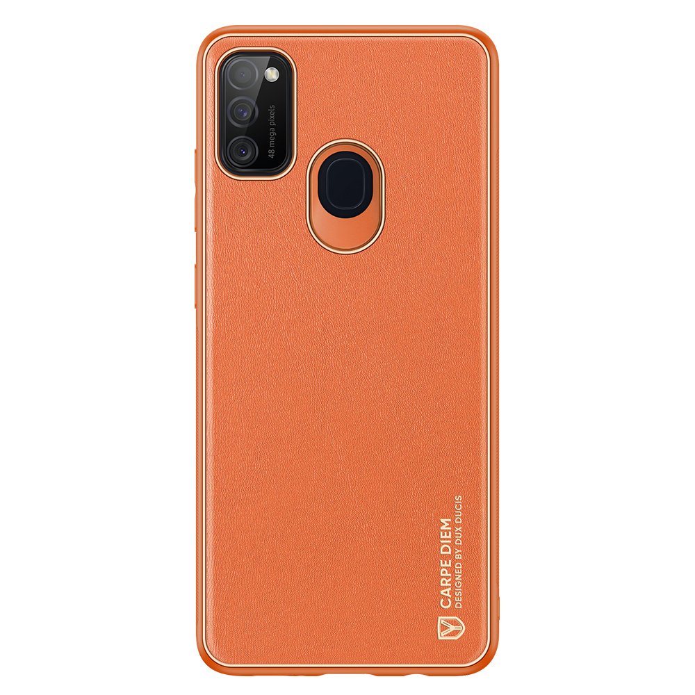 Dux Ducis Yolo elegant fodral tillverkat av mjuk TPU och PU-läder för Samsung Galaxy M30s orange
