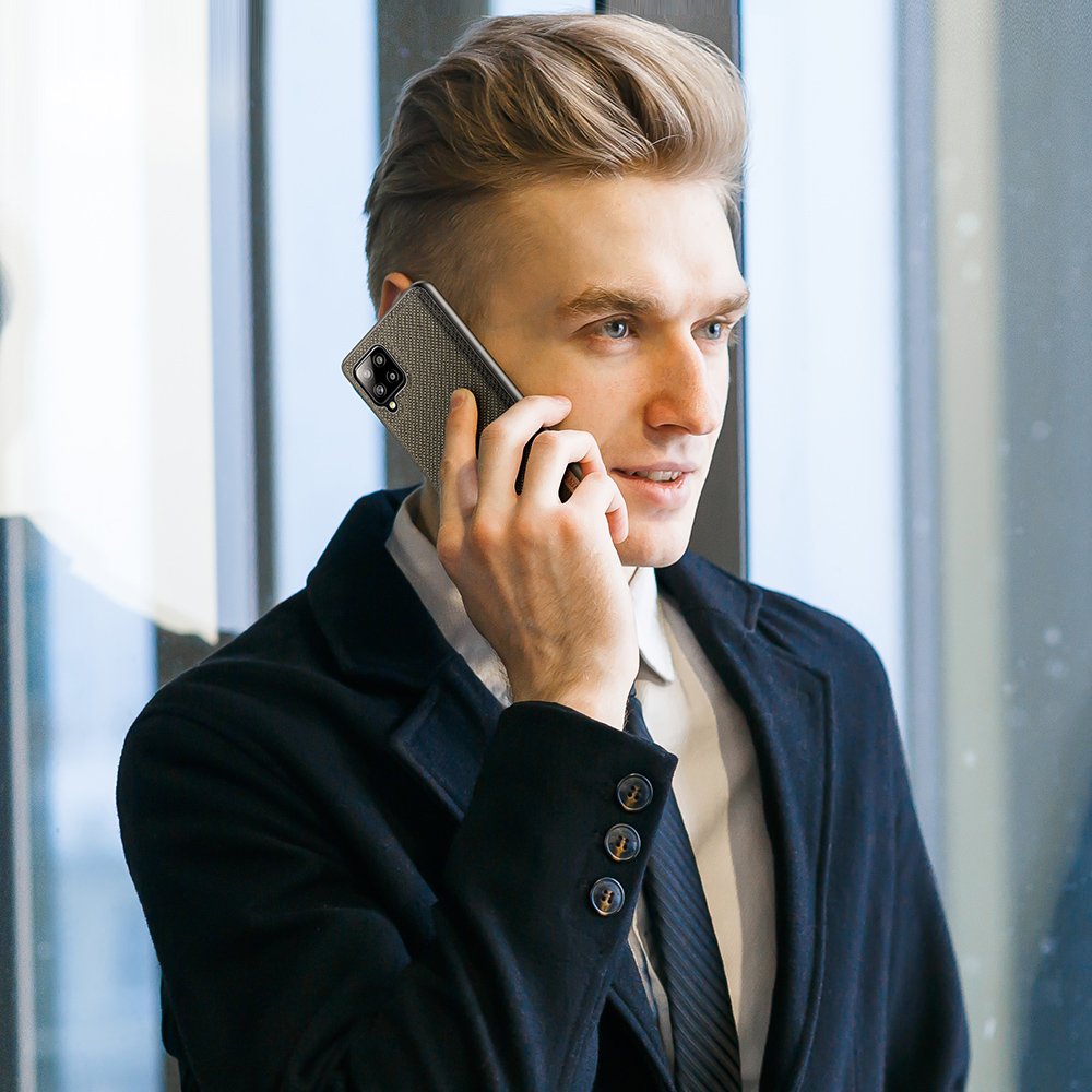 Dux Ducis Fino etui dækket med nylonmateriale til Samsung Galaxy A42 5G grøn