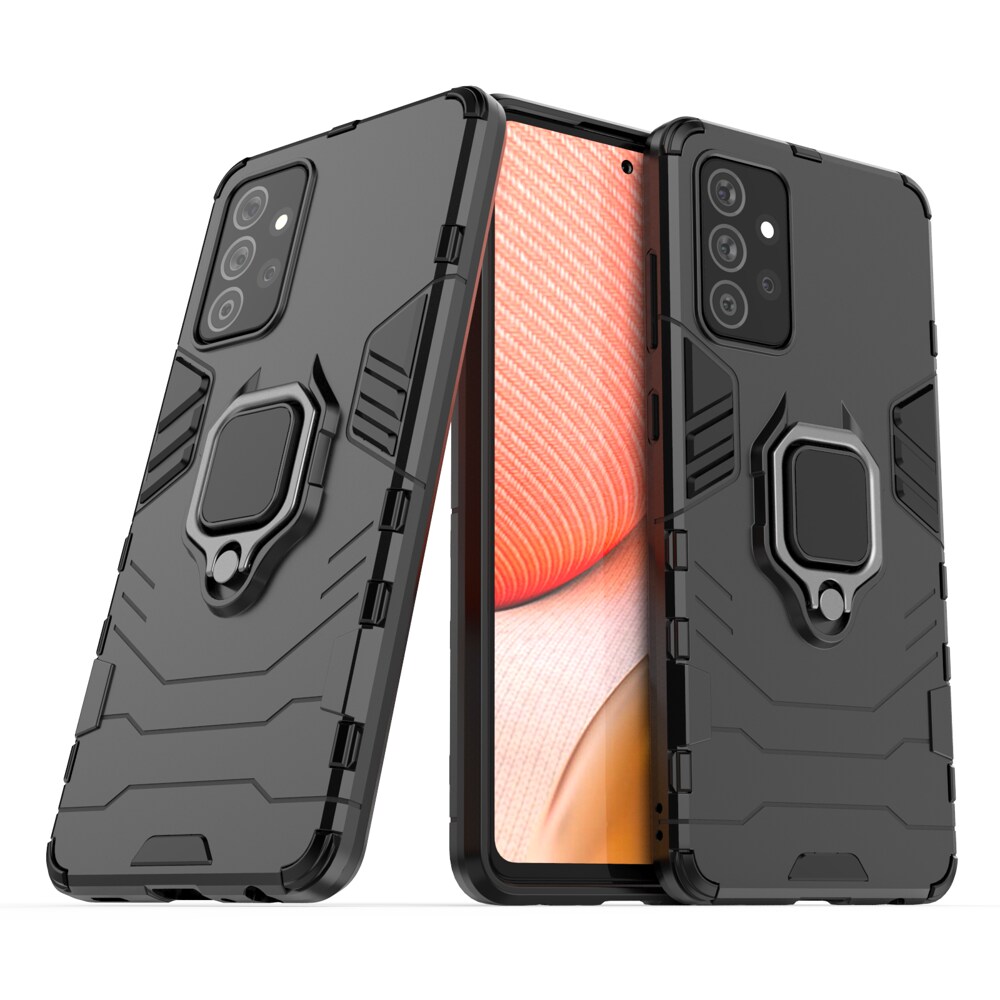 Ring Armor Case Kickstand Tough Rugged Cover för Samsung Galaxy A72 4G svart