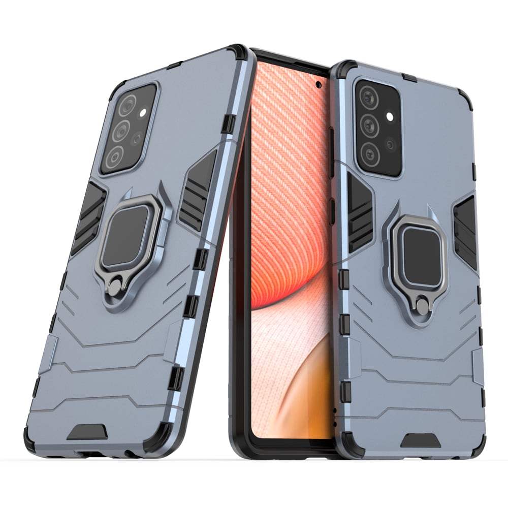 Ring Armor Case Kickstand Tough Rugged Cover för Samsung Galaxy A72 4G blå