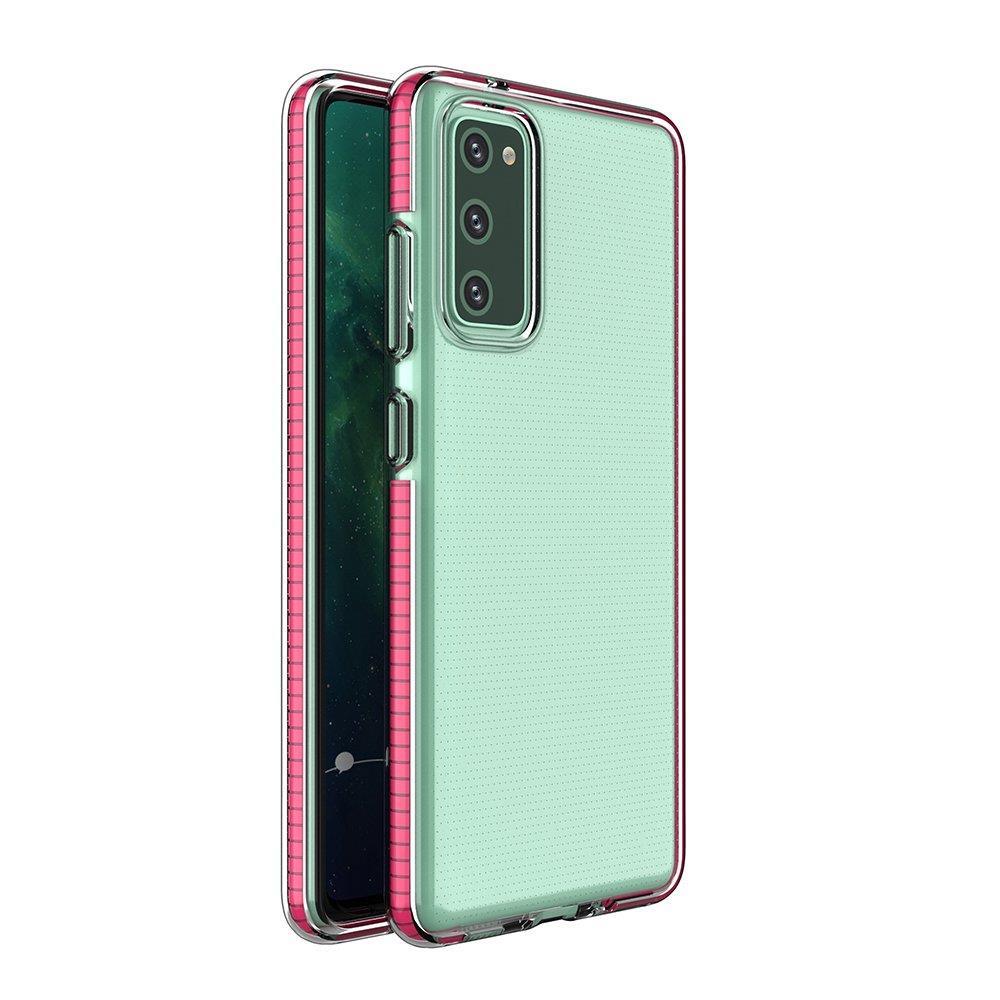 Spring Case genomskinligt TPU gel skyddsfodral med färgglad ram för Samsung Galaxy A72 4G ljusrosa