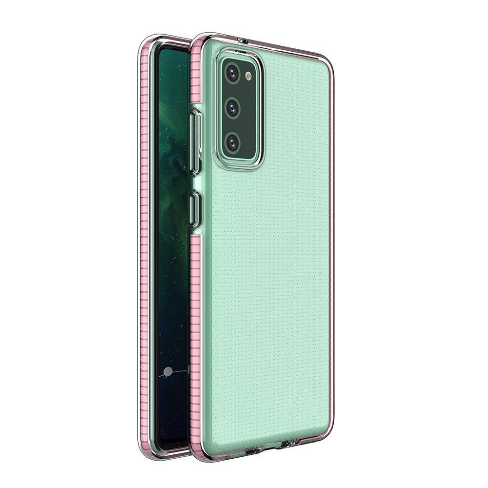 Spring Case genomskinligt TPU gel skyddsfodral med färgglad ram för Samsung Galaxy A72 4G ljusrosa