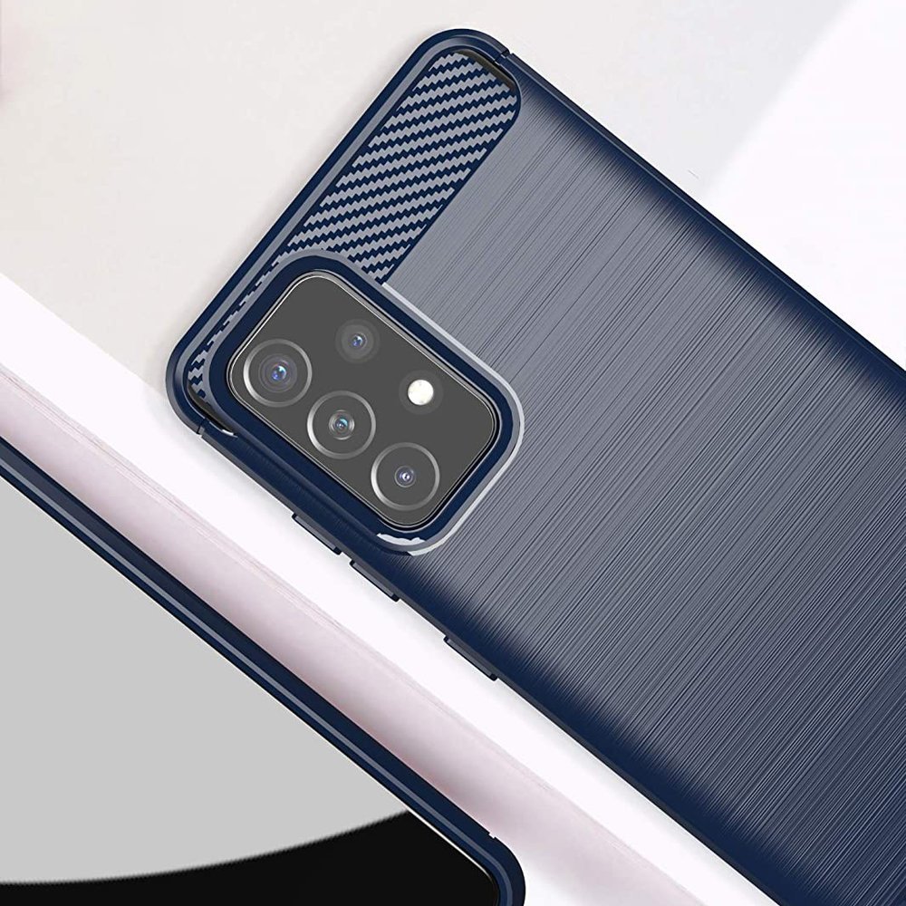Carbon Case Flexible Cover TPU Case til Samsung Galaxy A72 4G blå