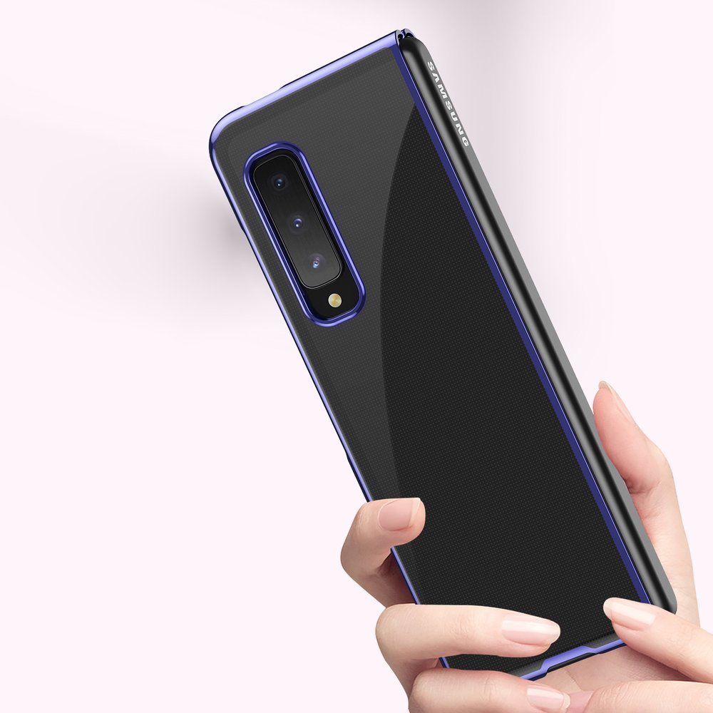 Plating Case hard case Electroplating frame Cover for Samsung Galaxy Fold blue