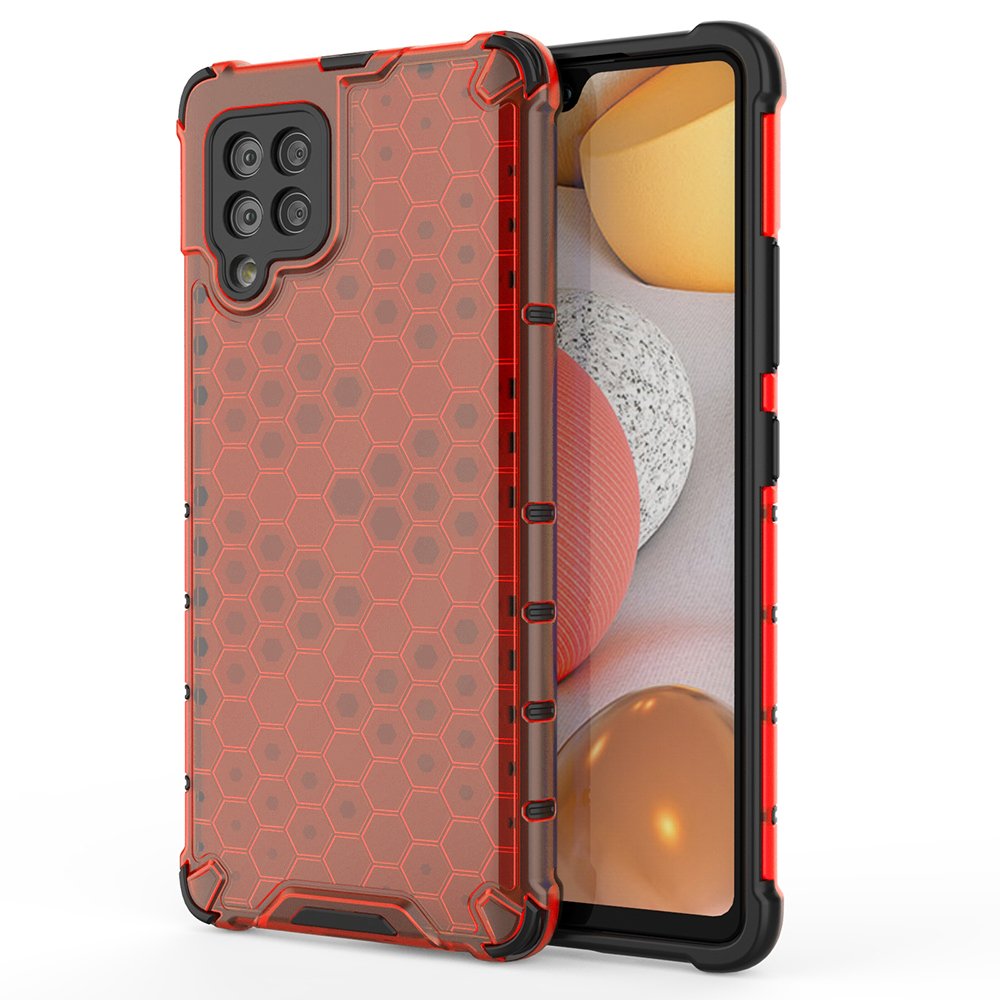 Honeycomb Case pansarskydd med TPU-stötfångare för Samsung Galaxy A42 5G röd