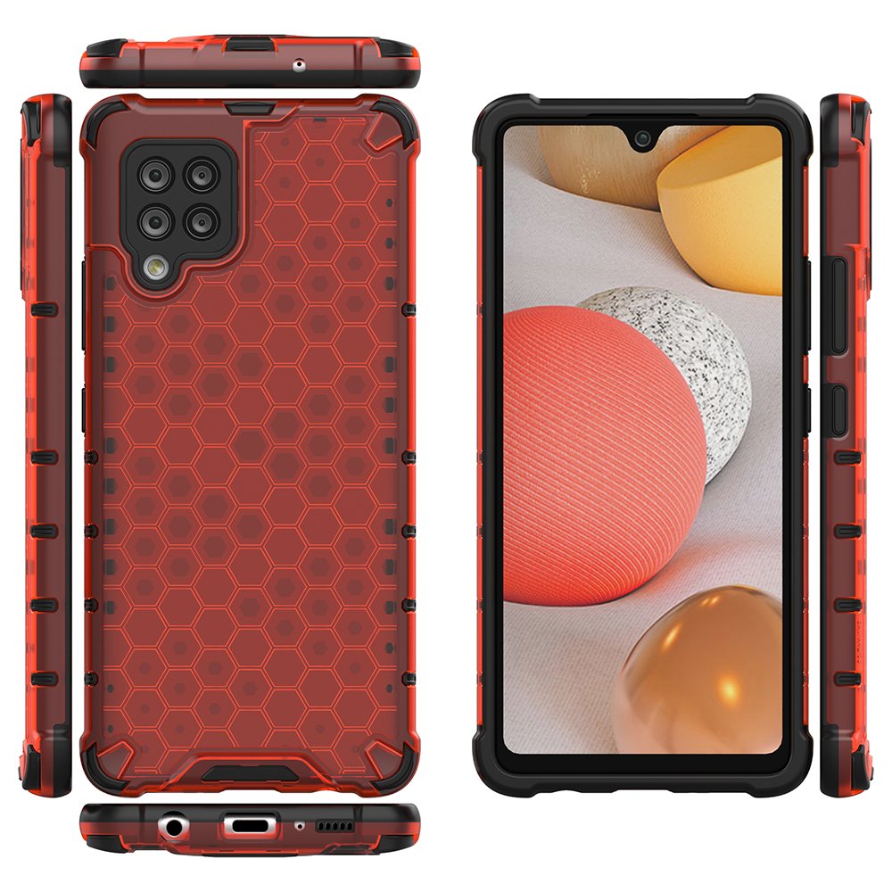 Honeycomb Case pansarskydd med TPU-stötfångare för Samsung Galaxy A42 5G röd