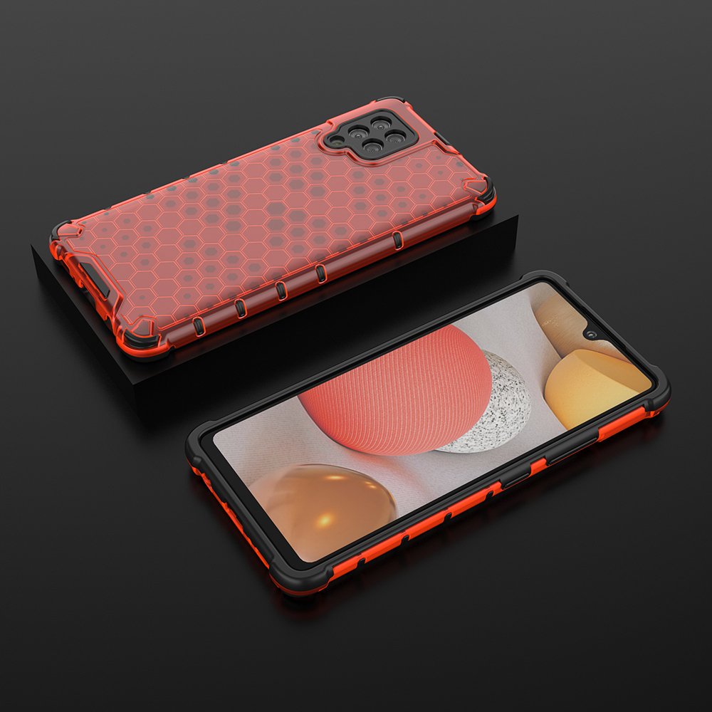 Honeycomb Case pansarskydd med TPU-stötfångare för Samsung Galaxy A42 5G röd