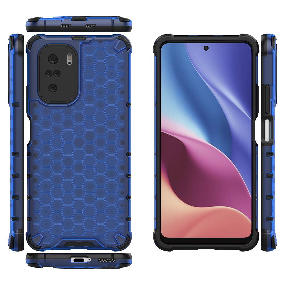 Honeycomb Case pansercover med TPU-kofanger til Xiaomi Redmi K40 Pro+ / K40 Pro / K40 / Poco F3 blå
