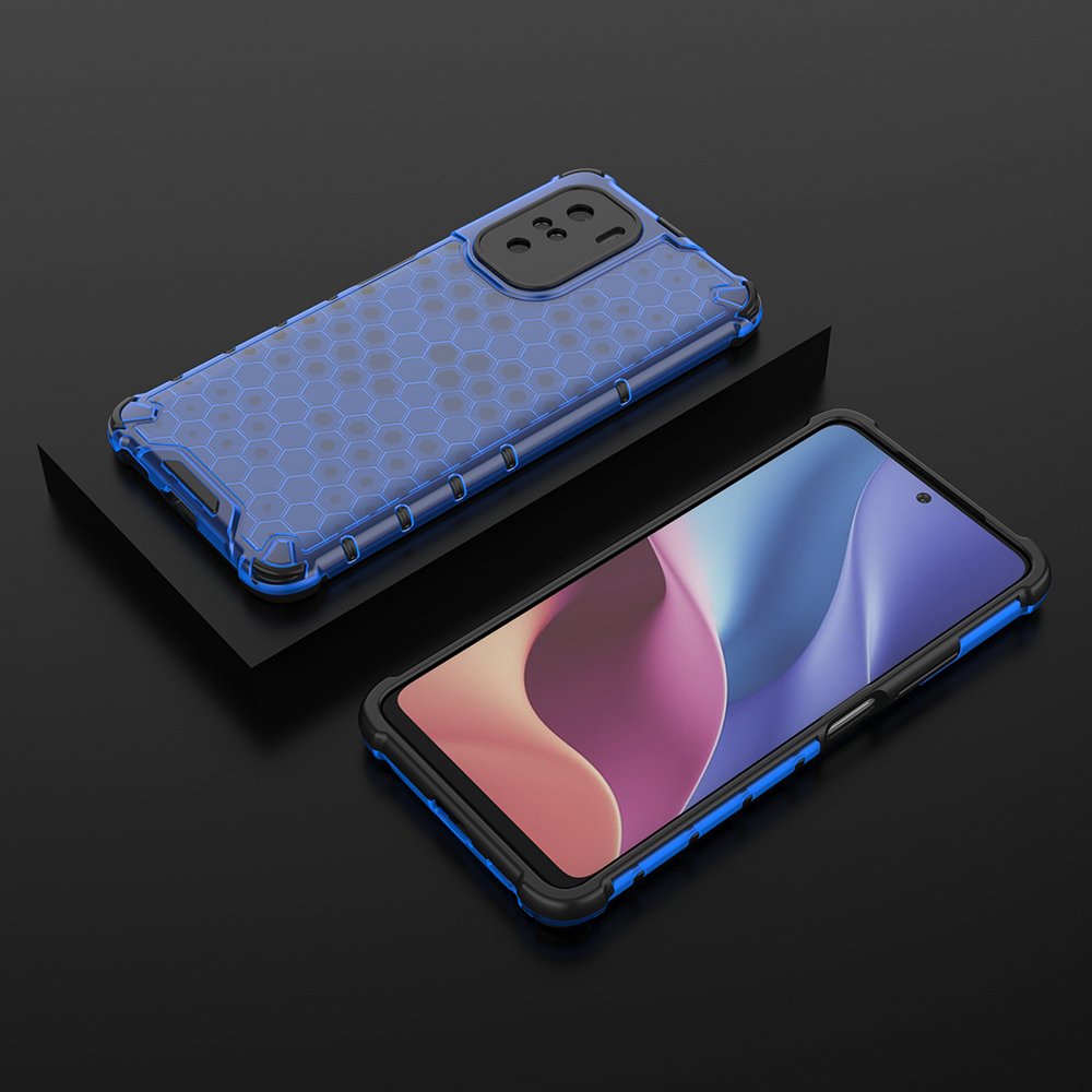 Honeycomb Case pansercover med TPU-kofanger til Xiaomi Redmi K40 Pro+ / K40 Pro / K40 / Poco F3 blå