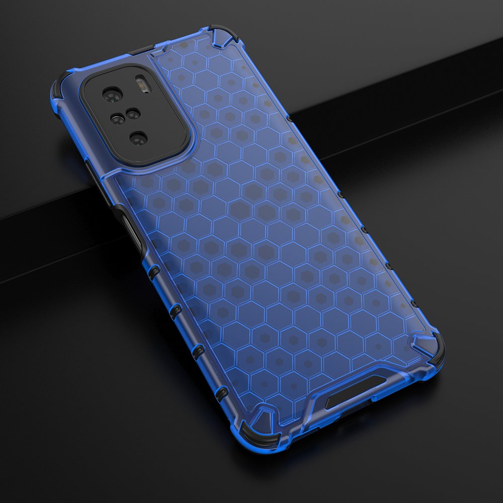 Honeycomb Case pansercover med TPU-kofanger til Xiaomi Redmi K40 Pro+ / K40 Pro / K40 / Poco F3 blå
