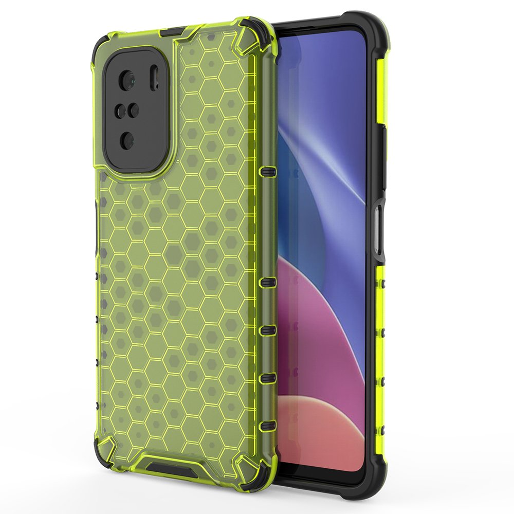 Honeycomb Case med TPU-stötfångare för Xiaomi Redmi K40 Pro+/K40/K40/Poco F3 grön