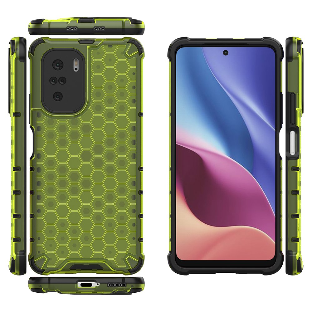 Honeycomb Case pansercover med TPU-kofanger til Xiaomi Redmi K40 Pro+ / K40 Pro / K40 / Poco F3 grøn