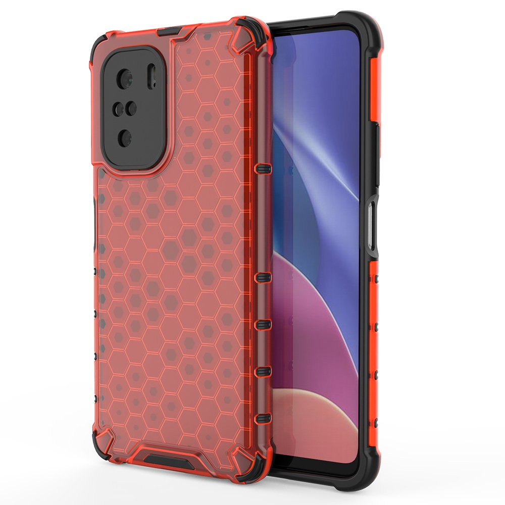 Honeycomb Case med TPU-stötfångare för Xiaomi Redmi K40 Pro+/K40/Poco F3 röd