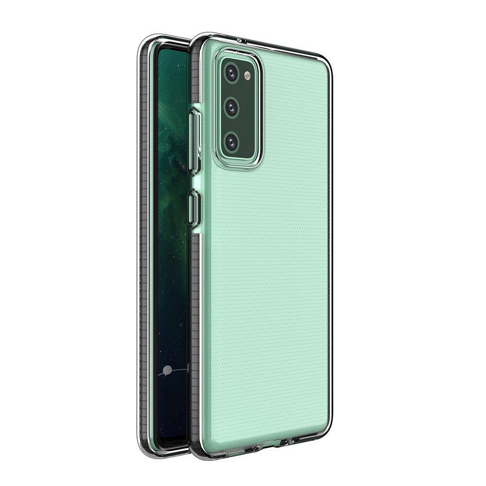 Spring Case genomskinligt TPU gel skyddsfodral med färgglad ram för Samsung Galaxy A02s EU svart