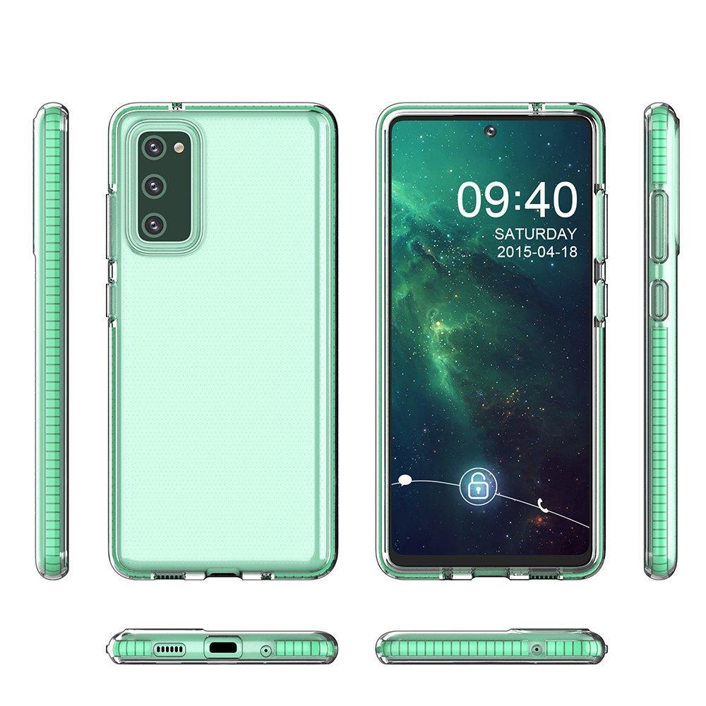 Spring Case klart TPU gel beskyttelsescover med farverig ramme til Samsung Galaxy A72 4G lyserød