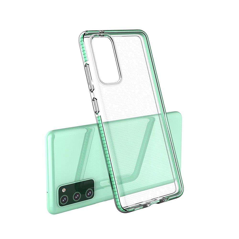 Spring Case klart TPU gel beskyttelsescover med farverig ramme til Samsung Galaxy A72 4G lyserød