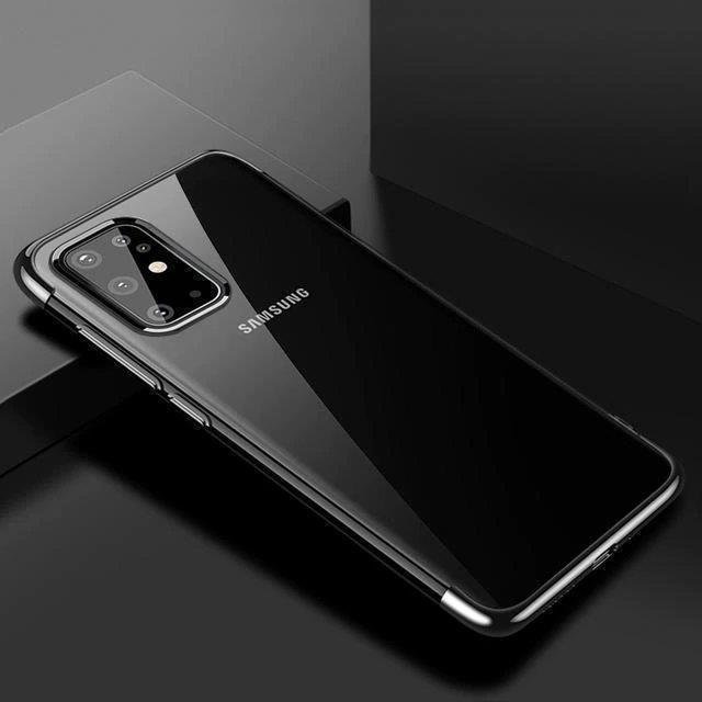 Clear Color Case Gel TPU Electroplating frame Cover til Samsung Galaxy A72 4G sort