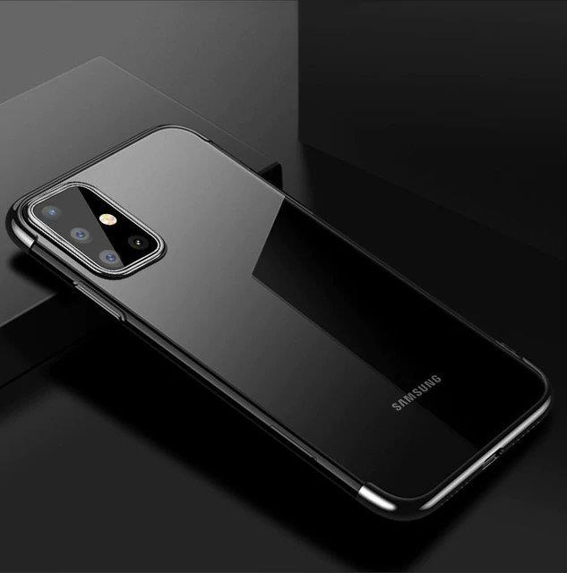 Clear Color Case Gel TPU Electroplating frame Cover til Samsung Galaxy A72 4G sort