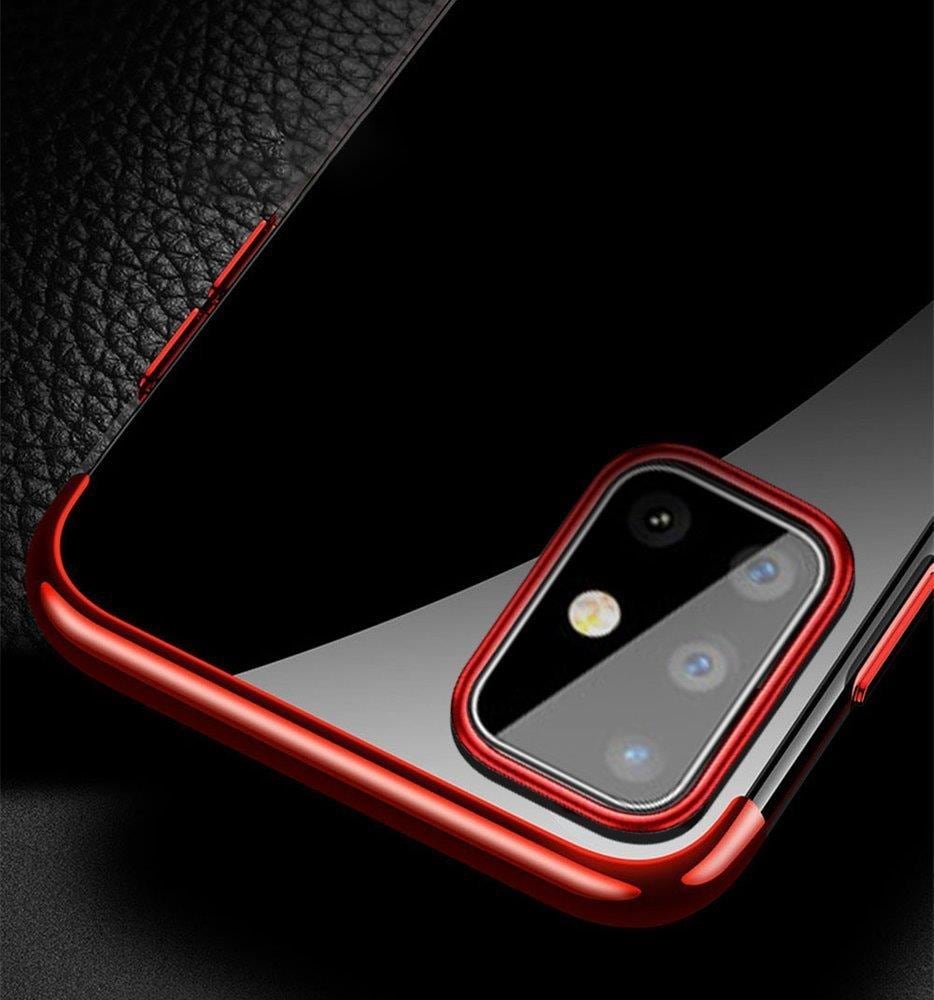 Clear Color Case Gel TPU Electroplating frame Cover til Samsung Galaxy A72 4G sort