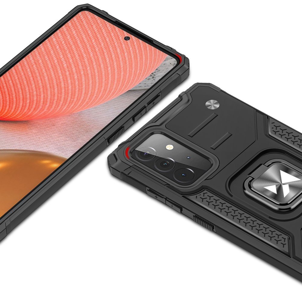 Wozinsky Ring Armor Case Kickstand Tough Rugged Cover för Samsung Galaxy A72 4G rosa