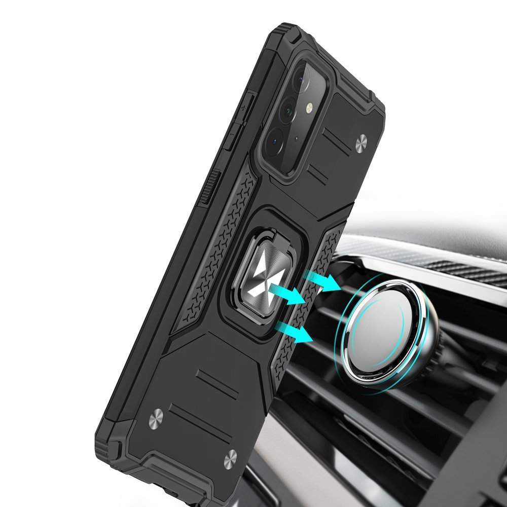 Wozinsky Ring Armor Case Kickstand Tough Rugged Cover för Samsung Galaxy A72 4G rosa