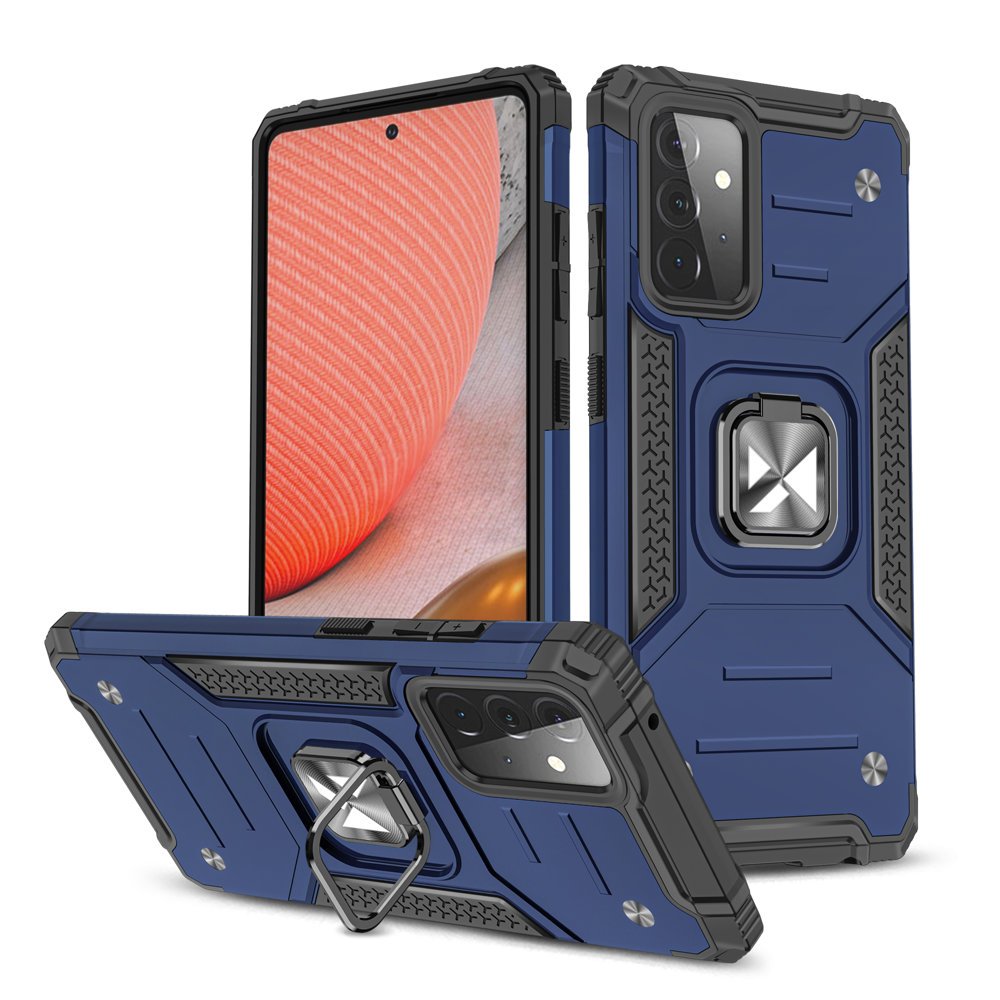 Wozinsky Ring Armor Case Kickstand Tough Rugged Cover för Samsung Galaxy A72 4G blå