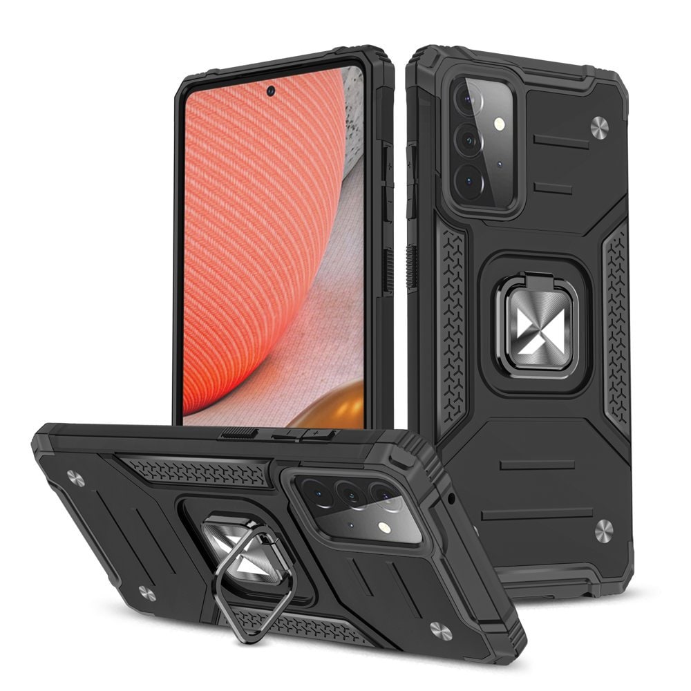 Wozinsky Ring Armor Case Kickstand Tough Rugged Cover för Samsung Galaxy A72 4G svart