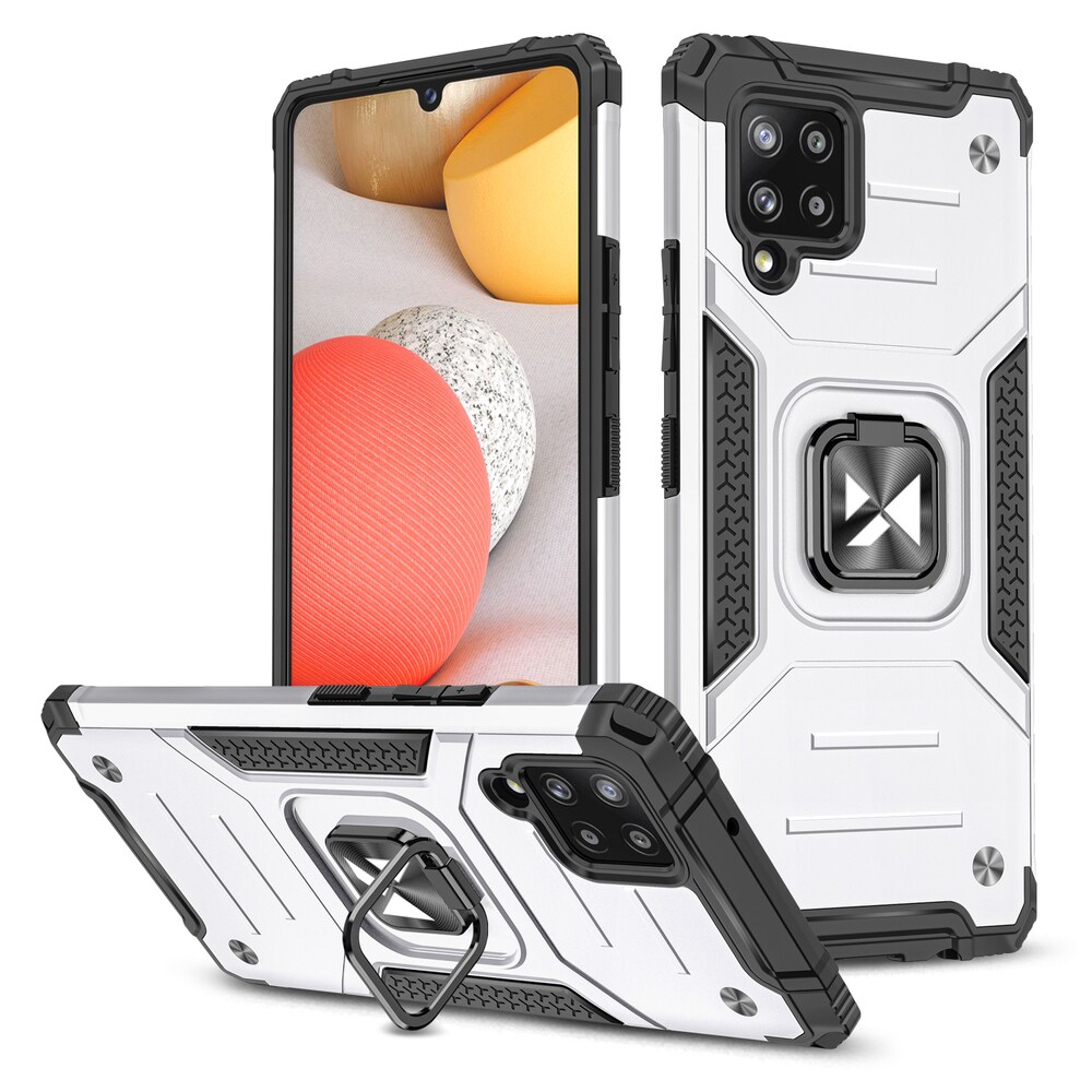 Wozinsky Ring Armor Case Kickstand Tough Rugged Cover för Samsung Galaxy A42 5G silver