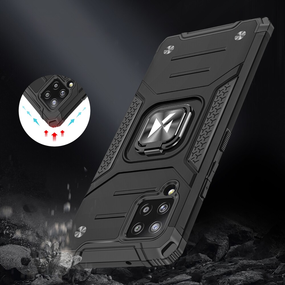 Wozinsky Ring Armor Case Kickstand Tough Rugged Cover för Samsung Galaxy A42 5G silver
