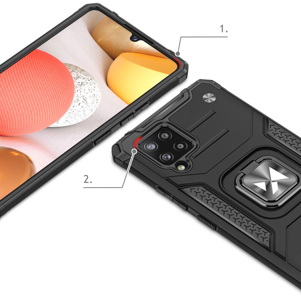 Wozinsky Ring Armor Case Kickstand Tough Rugged Cover för Samsung Galaxy A42 5G rosa