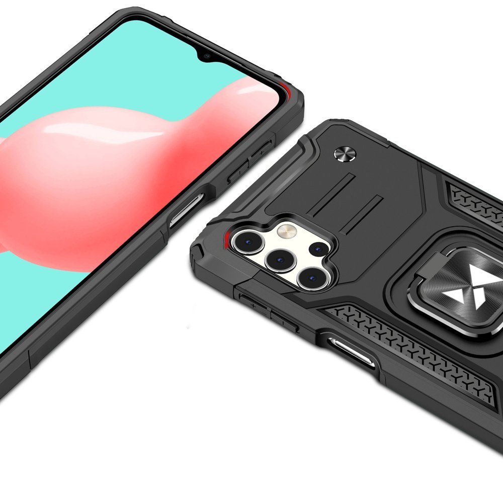 Wozinsky Ring Armor Case Kickstand Tough Rugged Cover för Samsung Galaxy A32 5G svart