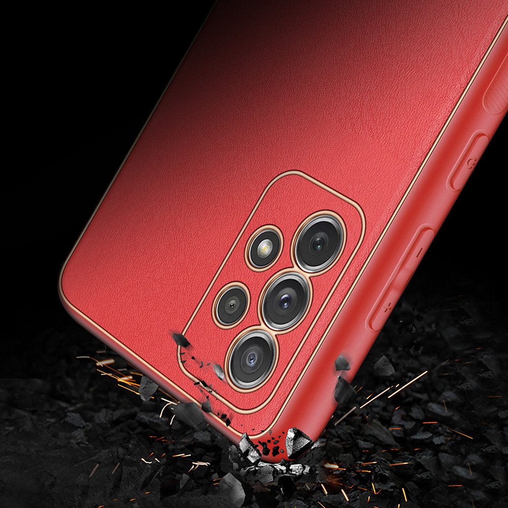 Dux Ducis Yolo elegant etui lavet af blødt TPU og PU-læder til Samsung Galaxy A72 4G rød