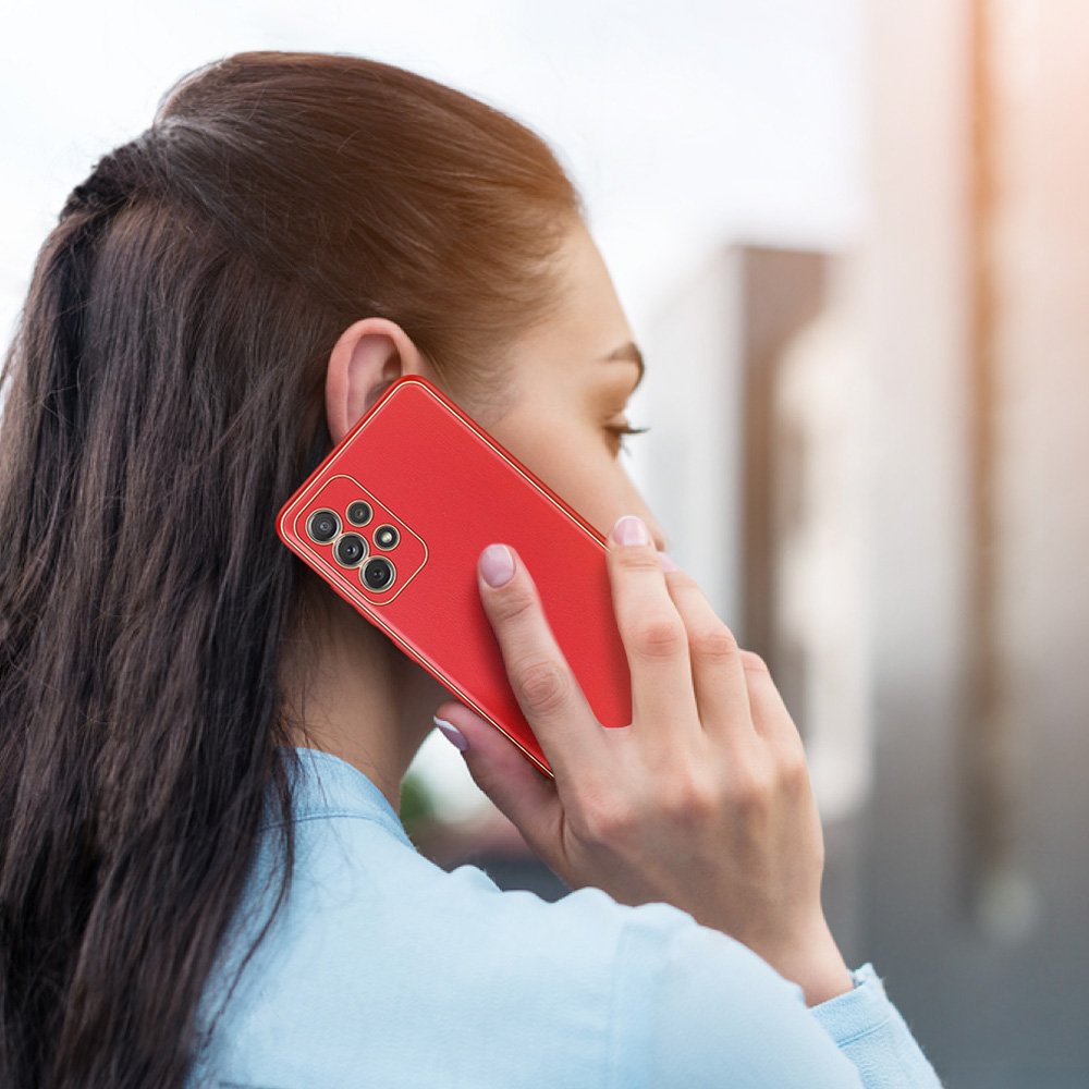 Dux Ducis Yolo elegant etui lavet af blødt TPU og PU-læder til Samsung Galaxy A72 4G rød