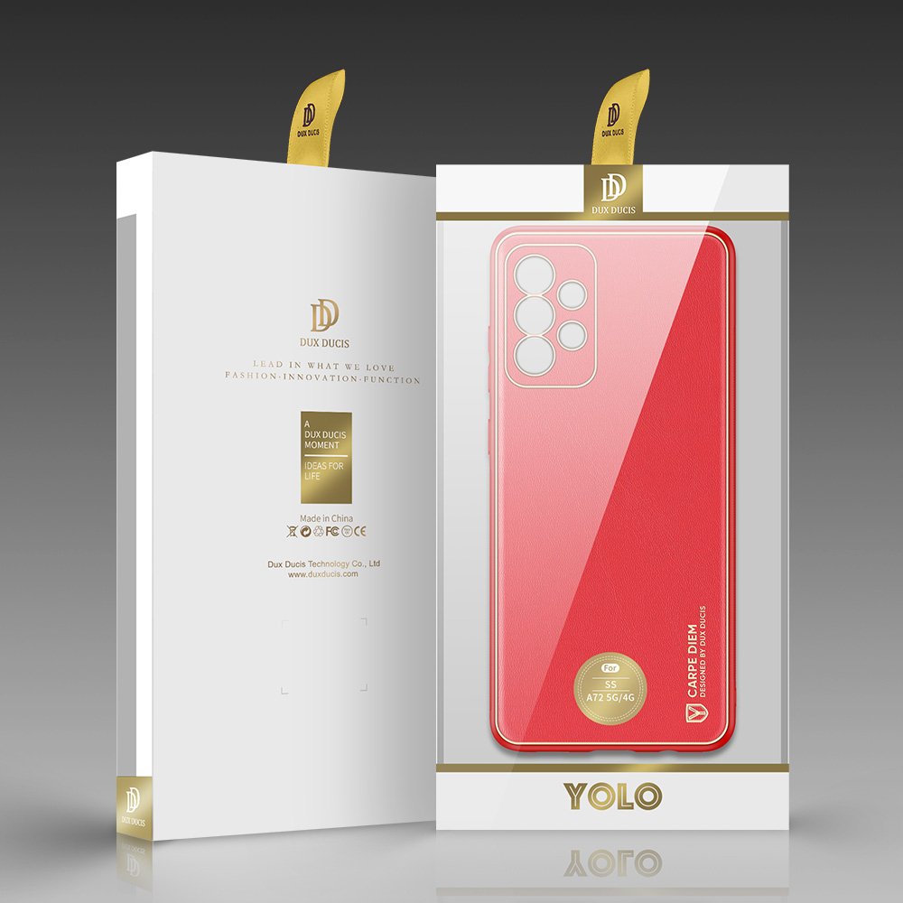 Dux Ducis Yolo elegant etui lavet af blødt TPU og PU-læder til Samsung Galaxy A72 4G rød
