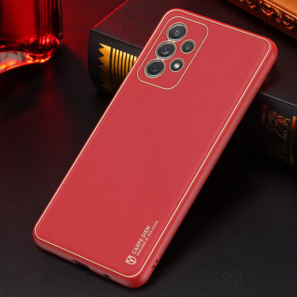 Dux Ducis Yolo elegant etui lavet af blødt TPU og PU-læder til Samsung Galaxy A72 4G rød