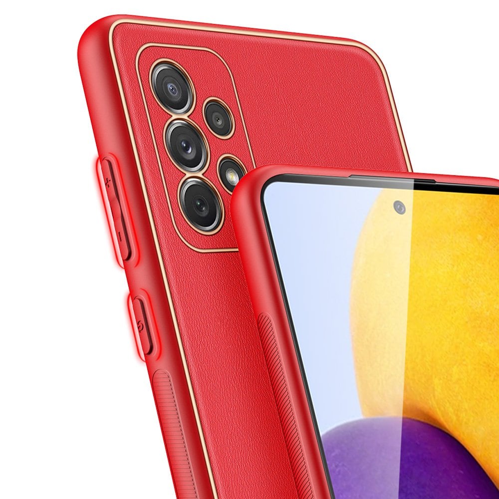 Dux Ducis Yolo elegant etui lavet af blødt TPU og PU-læder til Samsung Galaxy A72 4G rød