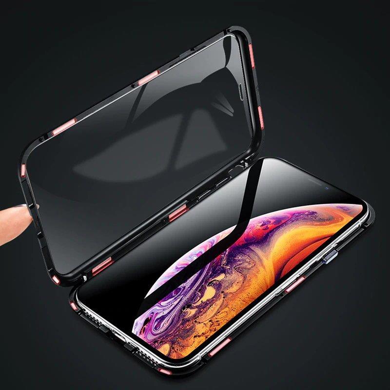 Wozinsky Full Magnetic Case Full Body Cover with Glass for Samsung Galaxy A72 4G Black-Transparent