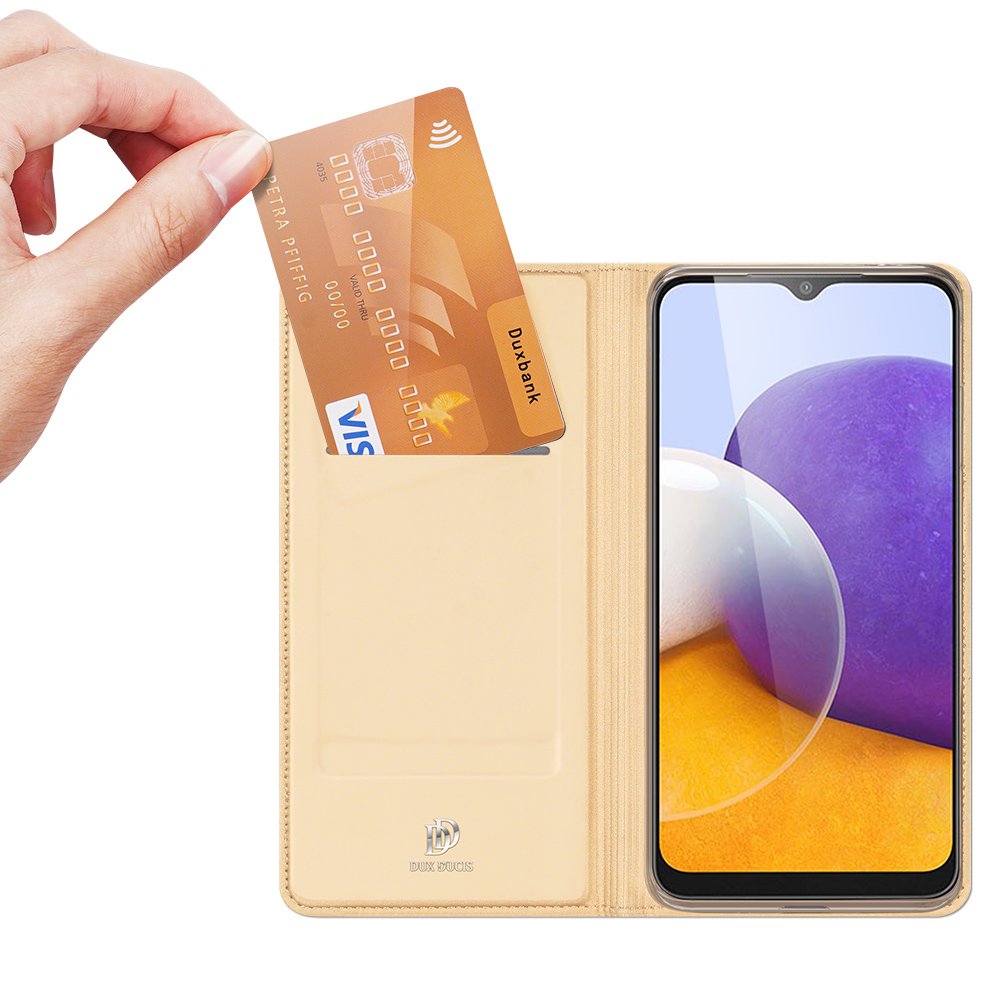 Dux Ducis Skin Pro Bookcase type etui til Samsung Galaxy A22 4G gylden