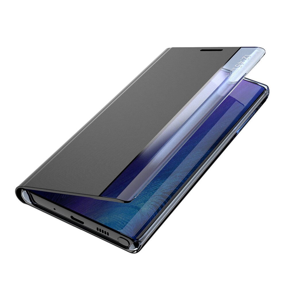 Sleep Case Bookcase Type Case med smart vindue til Samsung Galaxy A22 4G sort