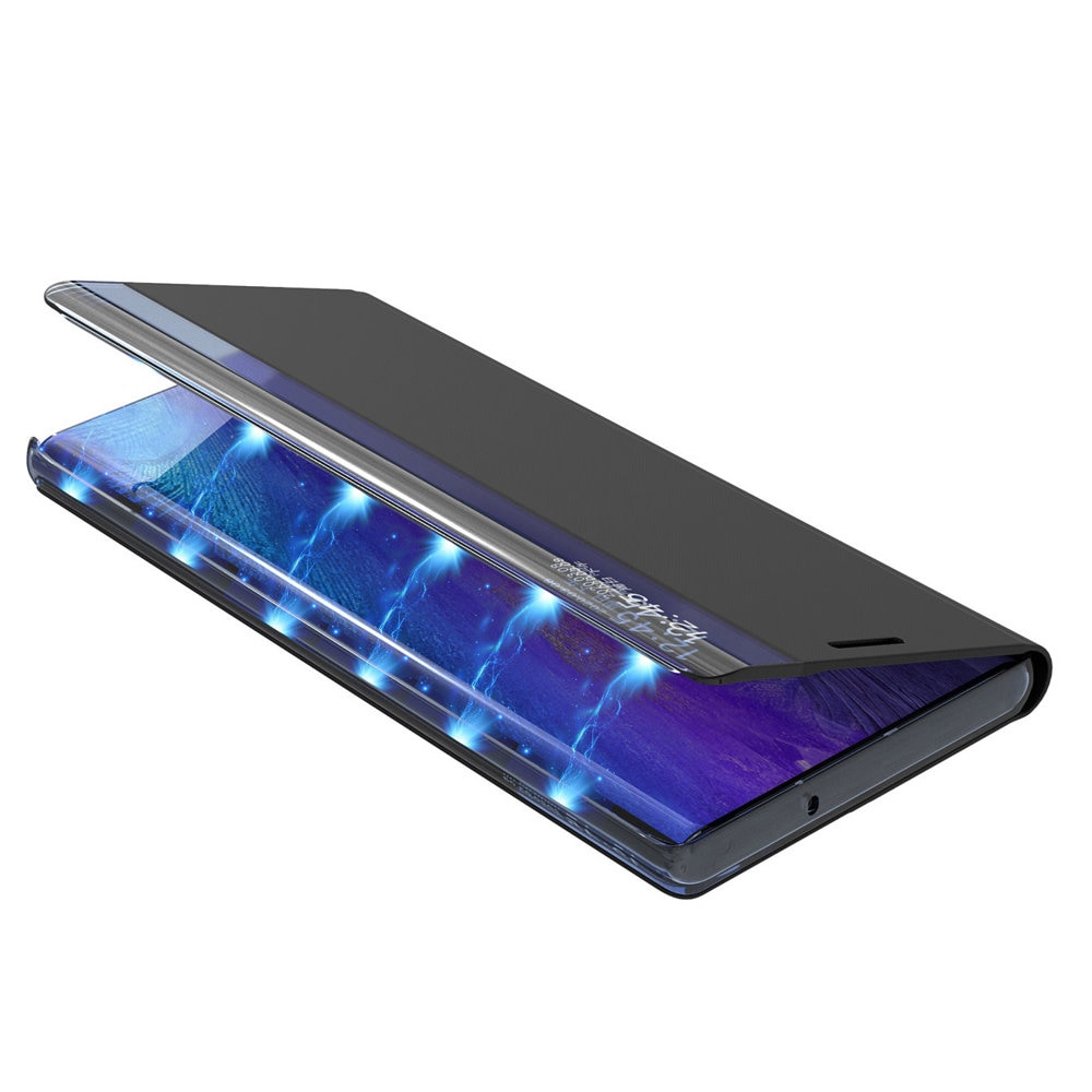 Sleep Case Bookcase Type Case med smart vindue til Samsung Galaxy A22 4G blå