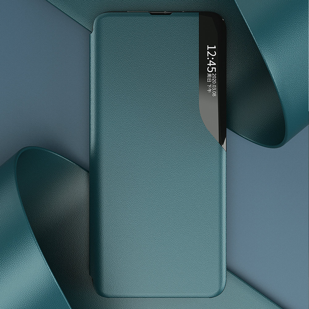 Eco Leather View Case elegant bogreol-etui med kickstand til Samsung Galaxy A22 4G rød