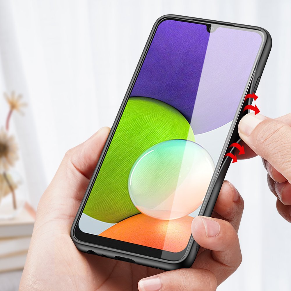 Dux Ducis Fino etui dækket med nylonmateriale til Samsung Galaxy A22 4G sort