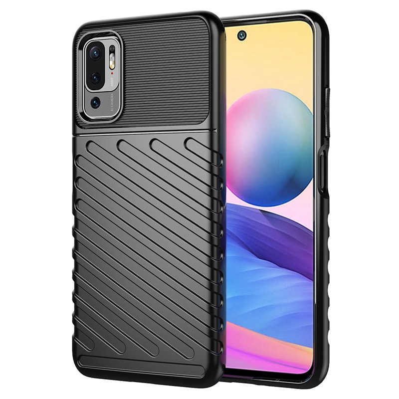 Thunder Case Flexibelt, tufft, robust TPU-fodral för Xiaomi Redmi Note 10 5G / Poco M3 Pro svart